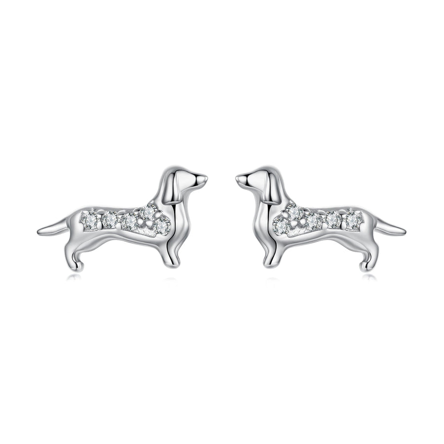 925 Sterling Silver Earrings with Pavé Setting and White Gold Plating for Women
