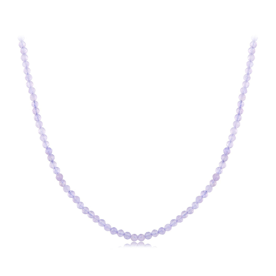 925 Sterling Silver 38+6cm Amethyst Necklace with White Gold Plating for Women