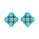 925 Sterling Silver Earrings with Synthetic Turquoise and CZ in Oxidized Finish