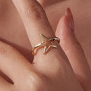 925 Sterling Silver Plated Gold 1.40cm Star Ring