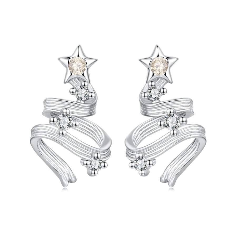 925 Sterling Silver Earrings with White Gold Plating and CZ