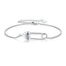 925 Sterling Silver Bracelet with CZ Pendant - 160mm Length and 8x26mm Pendant Size for Women