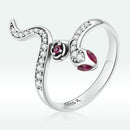 925 Sterling Silver Oxidized Snake Ring with Pavé Setting CZ for Women - Size 7.0