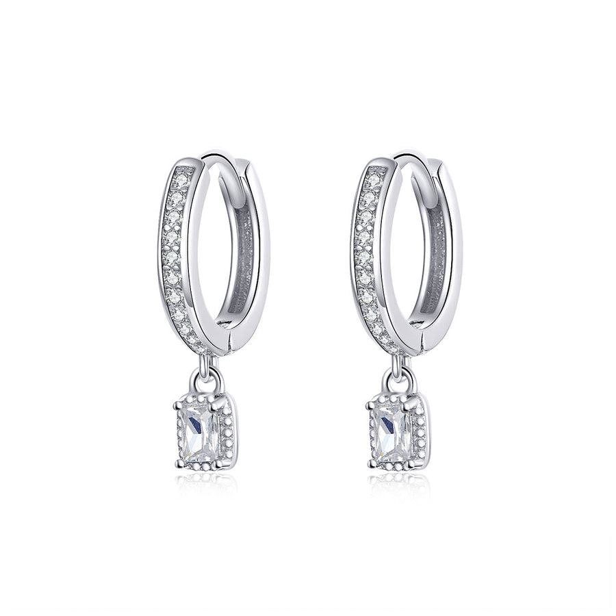 925 Sterling Silver 1.7cm Pavé Setting CZ Earrings