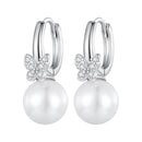 925 Sterling Silver Earrings with Plated Platinum and Shell Pearl for Women