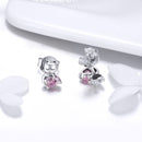 925 Sterling Silver Earrings with Pavé Setting and Oxidized Finish for Women