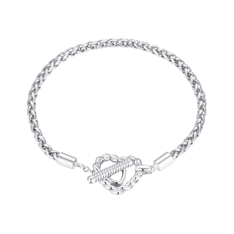 925 Sterling Silver 3.0mm Plated Platinum Bracelet Size 17.0 for Women