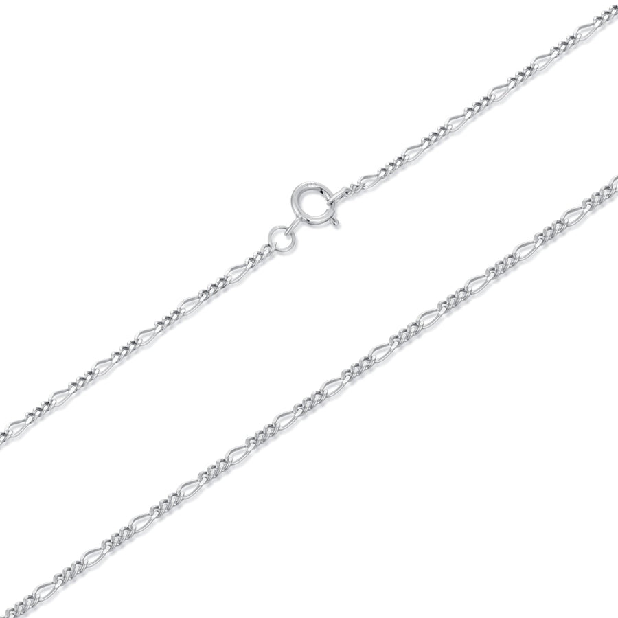 925 Sterling Silver 40cm Necklace with Plated White Gold
