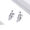 925 Sterling Silver & Oxidized Silver Earrings for Women - 1.3*0.6cm