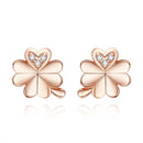 925 Sterling Silver Earrings with Pavé Setting CZ in Rose Gold 0.9x0.7cm for Women