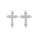 925 Sterling Silver Earrings with Pavé Setting CZ in White Gold Plating - 1.2x0.8cm for Women