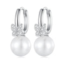 925 Sterling Silver Earrings with Plated Platinum and Shell Pearl for Women