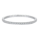 925 Sterling Silver White Gold Plated 16cm Stretchable CZ Bracelet for Women
