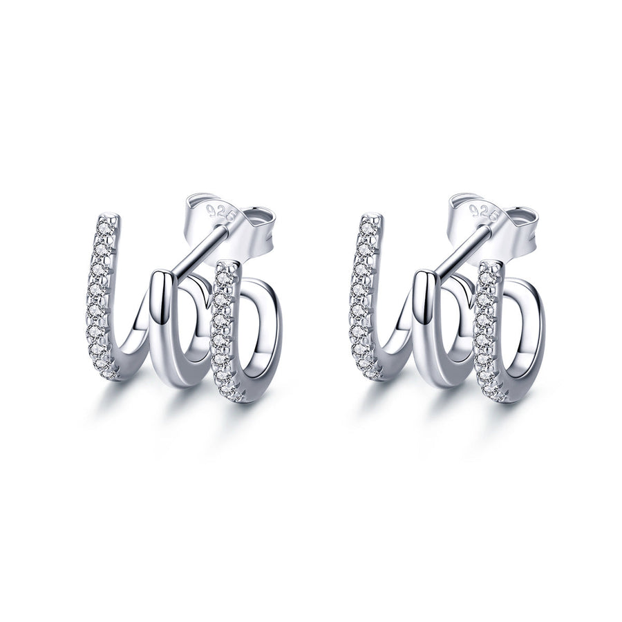 S925 Sterling Silver Platinum Plated Pavé Setting CZ Earrings