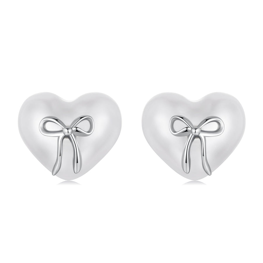 925 Sterling Silver Earrings with Quality Shell Pearl, Size 1*1.2cm for Women
