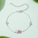 925 Sterling Silver Enamel Charm Bracelet with Pavé CZ, 15+6cm for Women