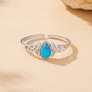925 Sterling Silver Synthetic Turquoise Ring for Women