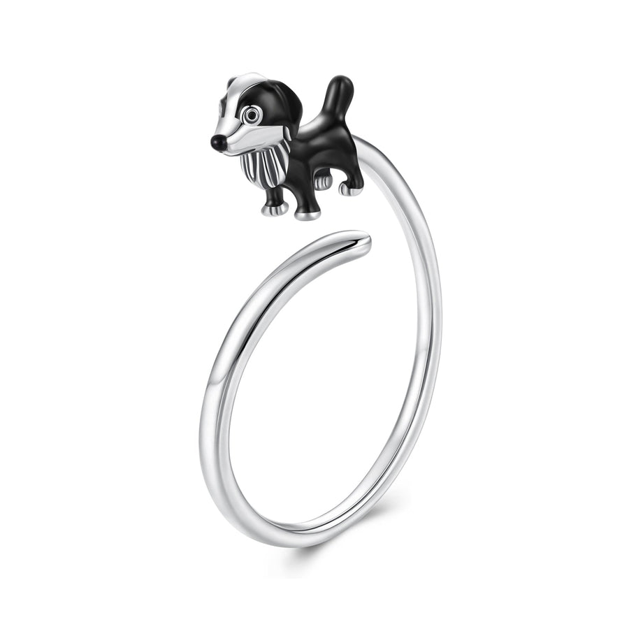 925 Sterling Silver Enamel Oxidized Silver Ring for Dogs