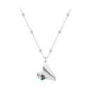 925 Sterling Silver Necklace with Transparent Glass, 18x15mm Pendant for Women