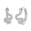 925 Sterling Silver Hoop Earrings with White Gold Plating and CZ Stones