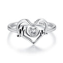 925 Sterling Silver Heart-shaped CZ Ring for Women