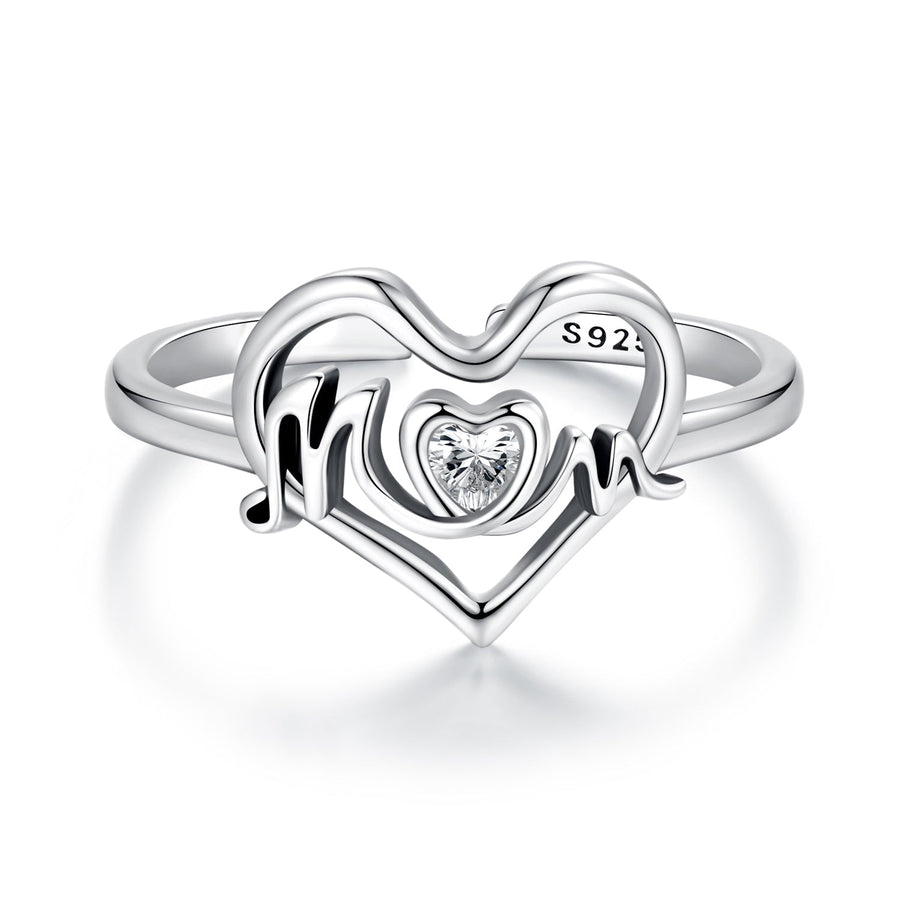 925 Sterling Silver Heart-shaped CZ Ring for Women
