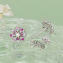 925 Sterling Silver Earrings with Synthetic Opal and CZ