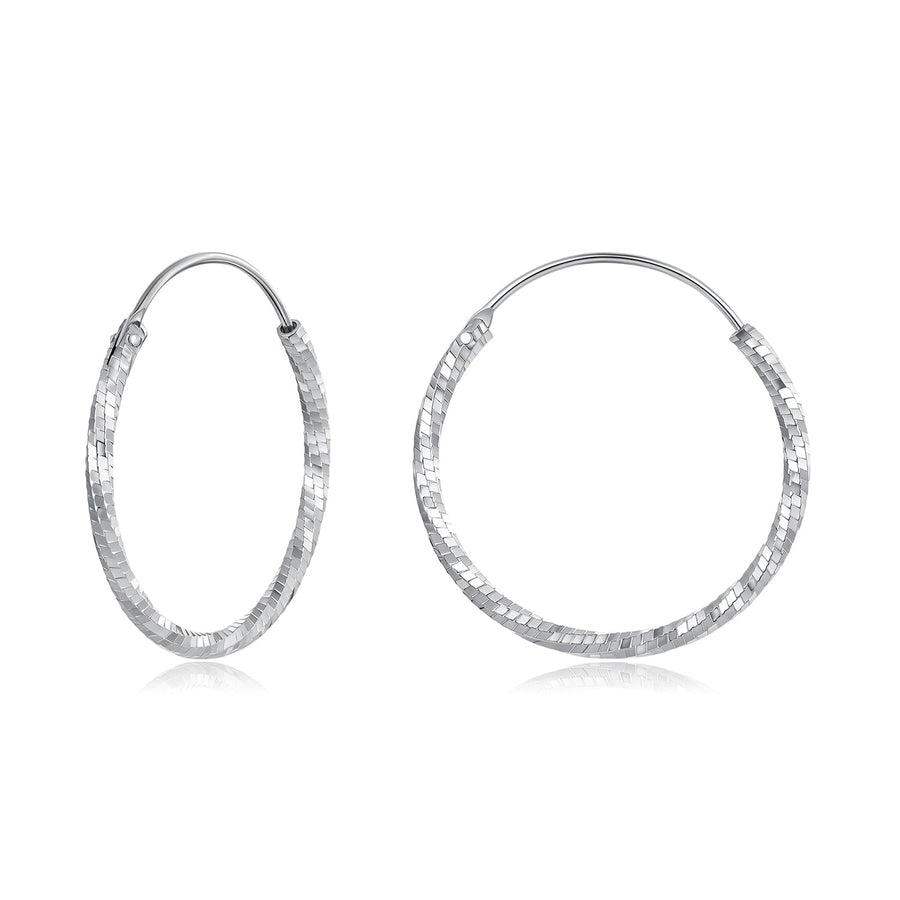 925 Sterling Silver Earrings for Women - White Gold Plated, 2.6*0.2 cm, Style L
