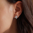 925 Sterling Silver Earrings with Pavé Setting CZ in Oxidized Finish