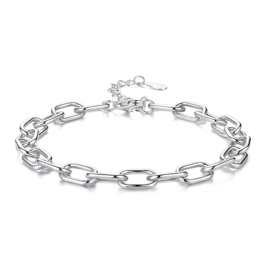 925 Sterling Silver White Gold Plated 15+6cm Adjustable Bracelet for Women