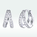S925 Sterling Silver Earrings with Pavé Setting CZ, 1.1*0.6cm, for Women