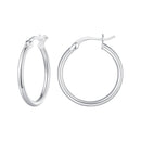 925 Sterling Silver Plated Platinum Earrings 24x2mm for Women