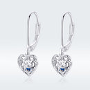 925 Sterling Silver Earrings with CZ and Platinum Plating, 2.3*0.8 cm