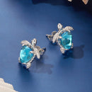 925 Sterling Silver & Brass Transparent Glass CZ Earrings 1.3*1.2cm for Women