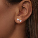 925 Sterling Silver Earrings with Pavé Setting CZ and White Gold Plating