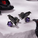 925 Sterling Silver Earrings with Pavé Setting CZ in Black Gold - Size 0.8*1.1cm for Women