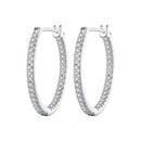 925 Sterling Silver Earrings with Pave Setting CZ in White Gold for Women