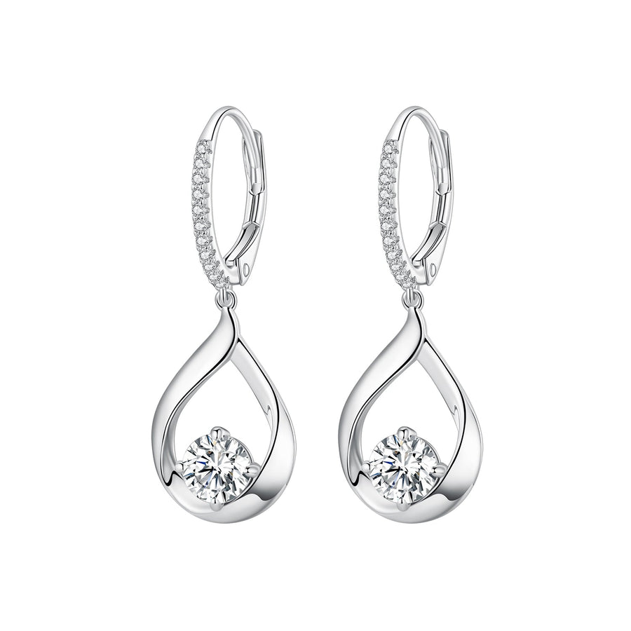 925 Sterling Silver Moissanite 0.5ct Earrings with Pavé Setting, Size 30*11mm for Women