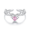 925 Sterling Silver White Gold Plated Bow-Knot Ring with CZ for Women