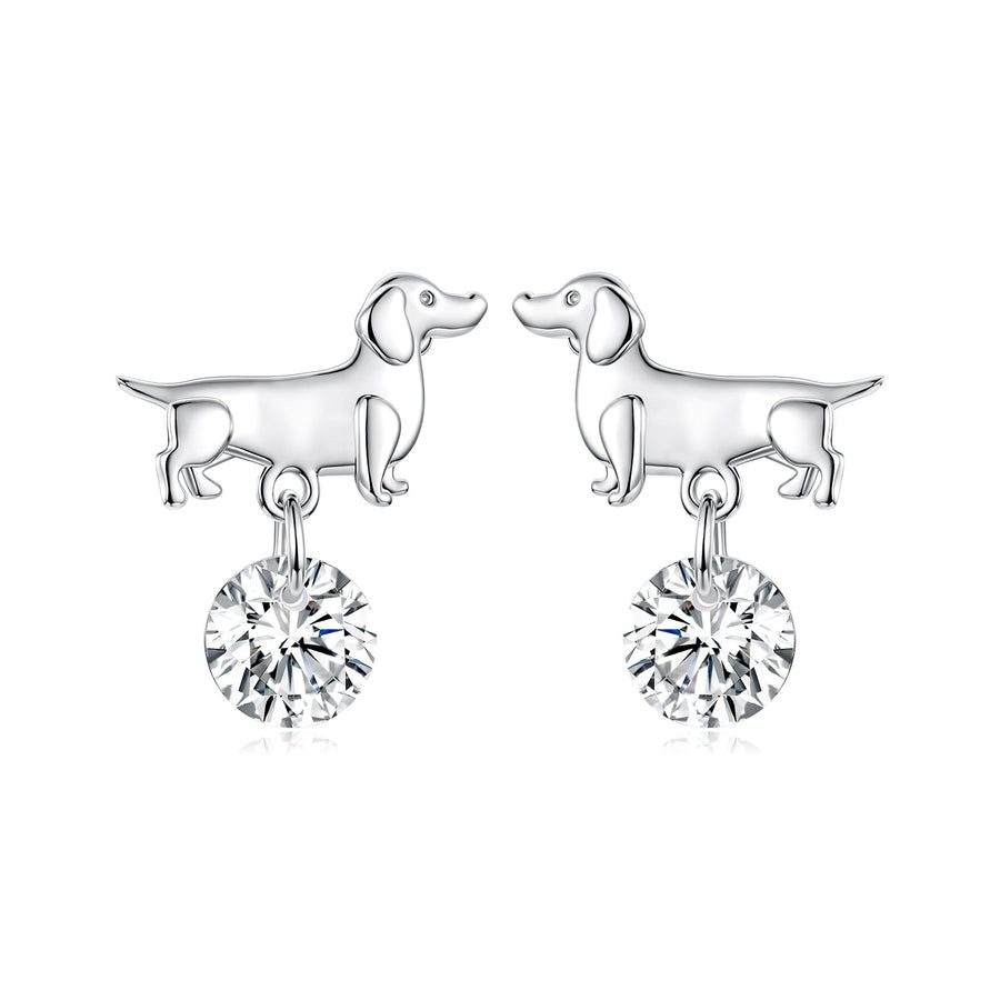 925 Sterling Silver White Gold Plated Pavé Setting CZ Earrings for Women