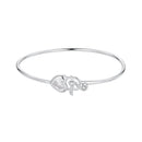 925 Sterling Silver Bracelet with CZ, 17mm, White Gold Plated, For Women