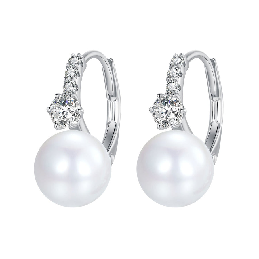 925 Sterling Silver Earrings with Quality Shell Pearl and CZ for Women