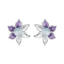 925 Sterling Silver Earrings with Enamel and Transparent Glass for Women