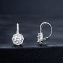 925 Sterling Silver Moissanite Earrings with Pavé Setting, 1.9x1.0cm for Women