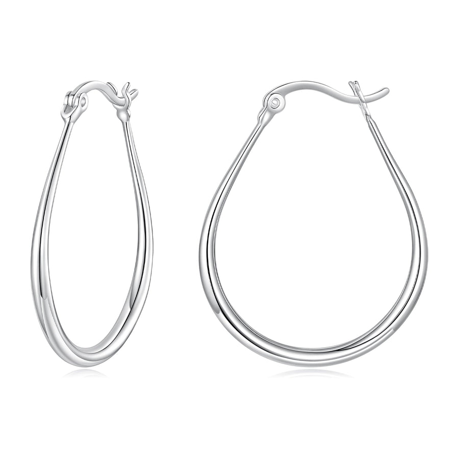 925 Sterling Silver Earrings for Women - 2.9x0.2cm, Plated White Gold, Style L