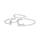925 Sterling Silver CZ Bracelet with White Gold Plating, 150mm Length for Women