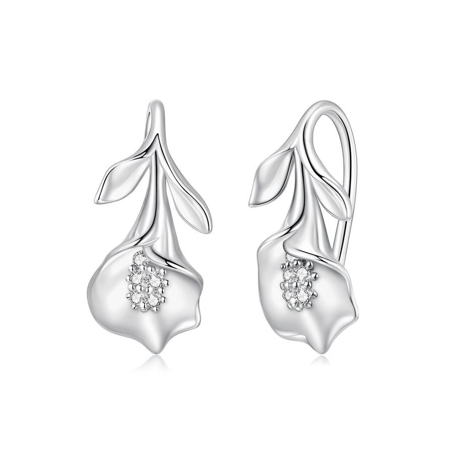 925 Sterling Silver Earrings with White Gold Plating and CZ