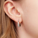 925 Sterling Silver White Gold Plated Earrings 3.0*0.7cm for Women