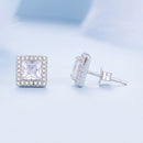 925 Sterling Silver Earrings with Pavé Setting CZ and Platinum Plating.
