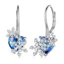 925 Sterling Silver Earrings with Transparent Glass and CZ, 23*12mm for Women